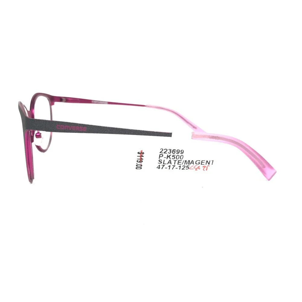 Converse Kids Eyeglasses Frames K500 SLATE/MAGENTA Grey Pink Round 47-17-125